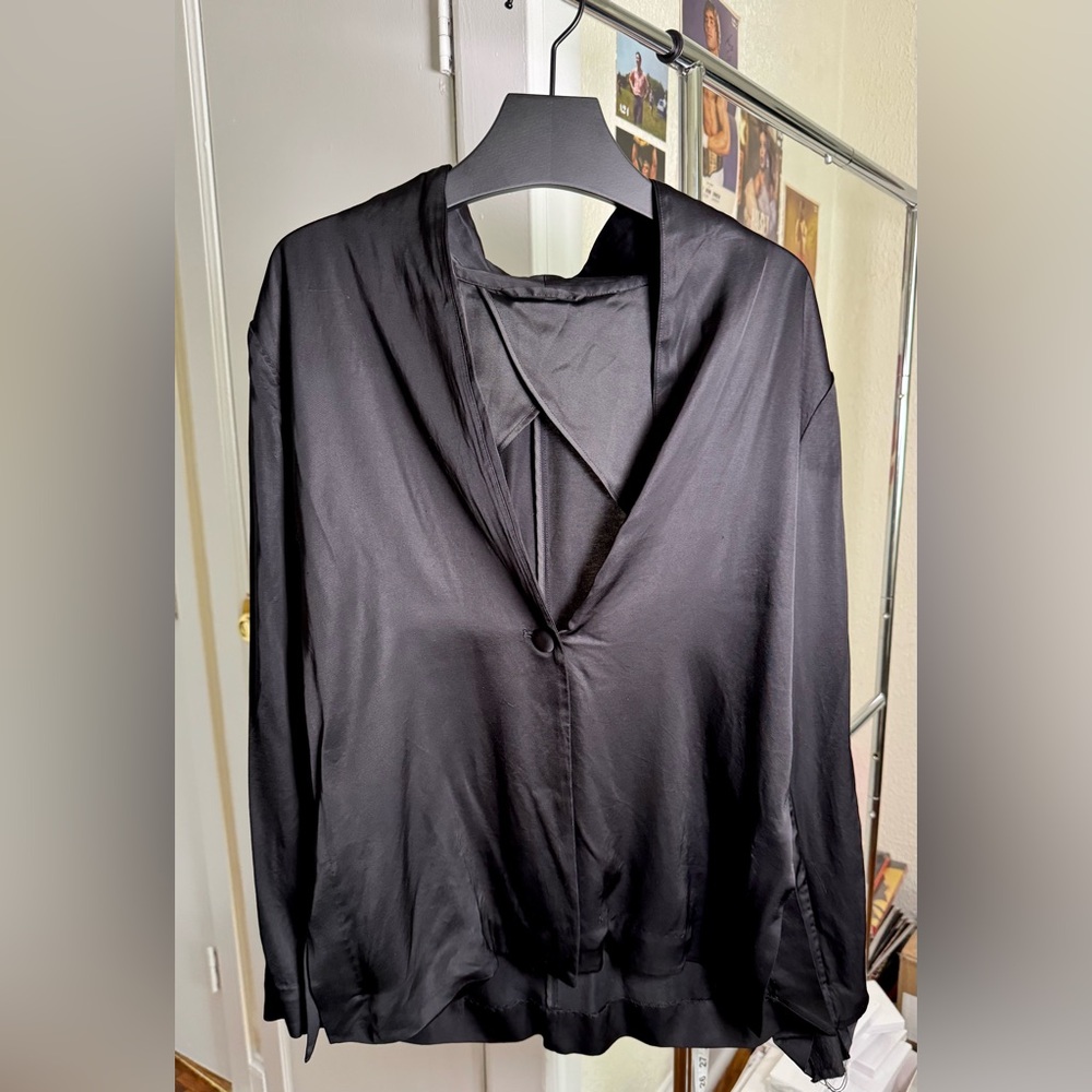 & Other Stories Black V-Neck Blouse
